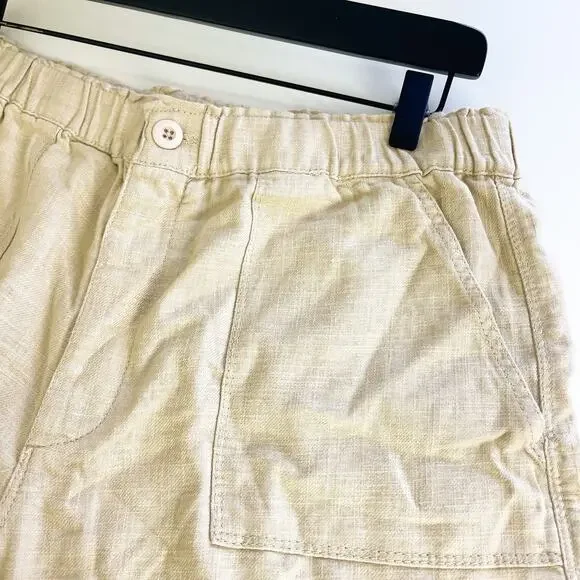 BlankNYC Size L Linen Blend Pull-On High Rise Shorts Cream - Picture 4 of 8
